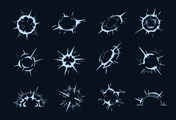 만화 폭발, 불꽃, 버스트 효과, 만화 붐 - impact stock illustrations