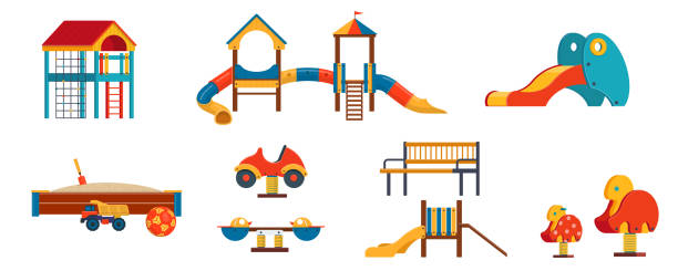 白い背景に子供の遊び場の孤立した要素 - ジャングルジム点のイラスト素材／クリップアート素材／マンガ素材／アイコン素材