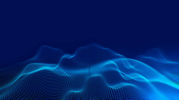 istock Big data surfing the metaverse. Particles with blue led light on abstract background. 1402426365