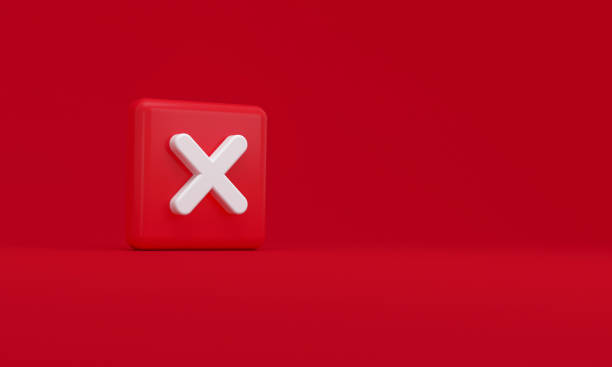 istock Wrong cross mark or negative, no choice icon on red background. 1402426367
