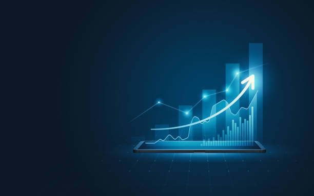 Business 3d tablet virtual growth arrow financial graph on digital technology strategy background with finance data marketing chart analysis report or success investment diagram economy screen profit. Business 3d tablet virtual growth arrow financial graph on digital technology strategy background with finance data marketing chart analysis report or success investment diagram economy screen profit. flourish stock pictures, royalty-free photos & images
