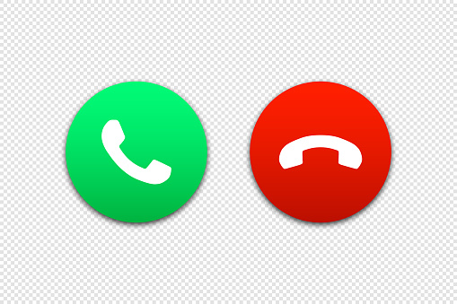 Call phone buttons accept and decline icon isolated on transparent background in vector format