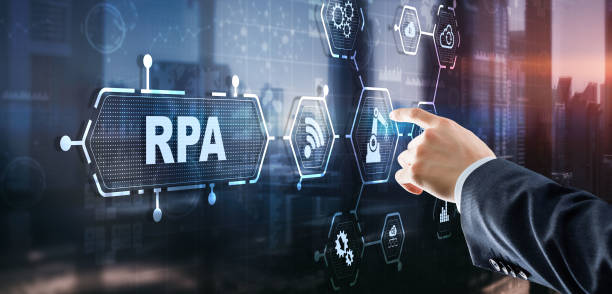 rpa. concept d’automatisation robotique des processus sur écran virtuel - rpa photos et images de collection