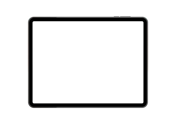Black Tablet Computer Mockup with Blank Horizontal Screen stock photo