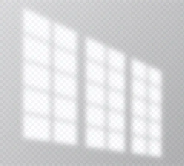 Vector illustration of Shadow overlay effect. Soft light and shadows from window.