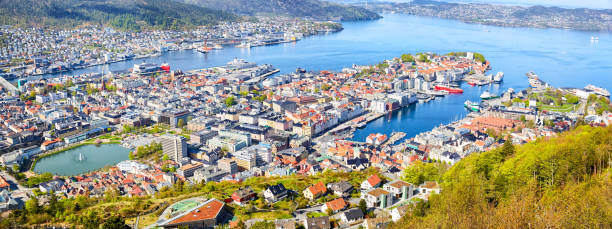 Panoramic view of Bergen stock photo