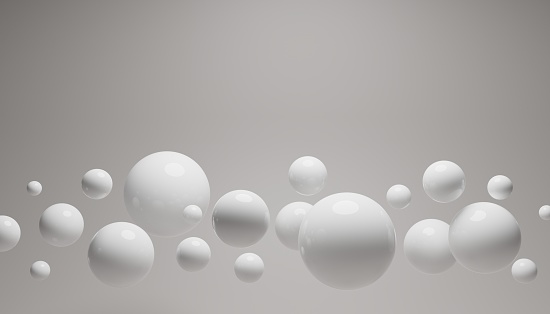 3d render of a  white spheres with copy space on a grey background.Digital image illustration.