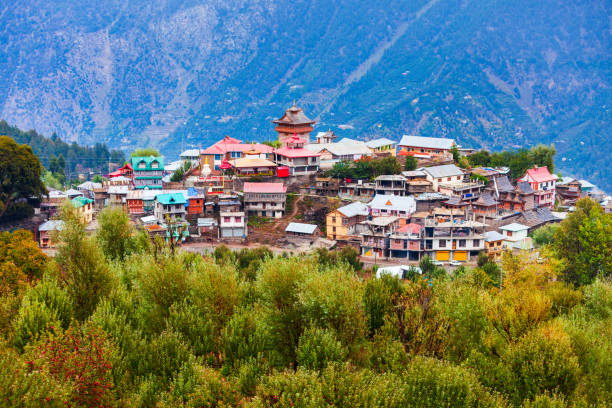 istock Kalpa town aerial panoramic view, India 1402440914