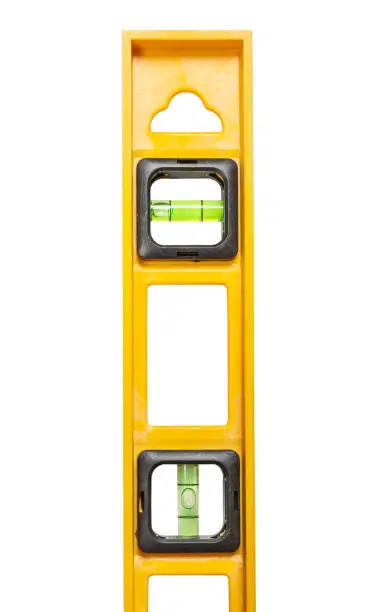 Yellow Construction Level Close Up View Isolated