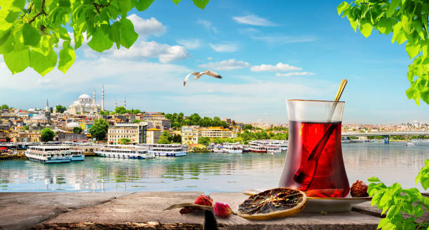 istock Tea and a panorama of Istanbul 1402451346
