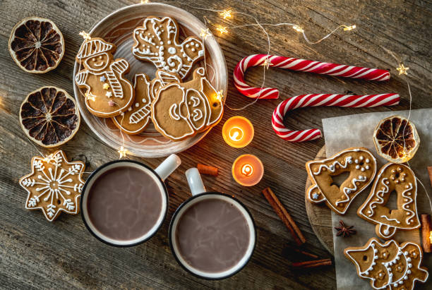 istock Festive gingerbread beside christmas decorations 1402451628