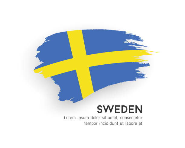 Flag of Sweden, brush stroke design isolated on white background Flag of Sweden, brush stroke design isolated on white background, EPS10 vector illustration sweden flag stock illustrations