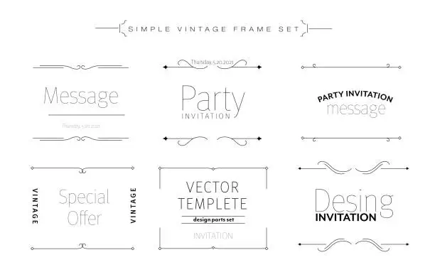 Vector illustration of Vintage frame simple set