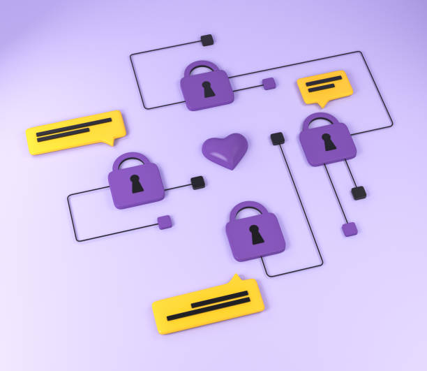 istock Padlock and social media protection circuit on bright background 1402456624
