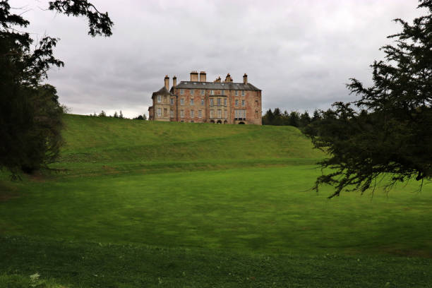 Dalkeith Palace and parkland in Edinburgh, Scotland on a summer day. Overcast skies on a cool August summer afternoon