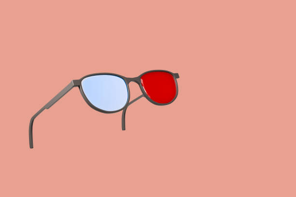 istock Cinema 3D glasses, blue and red lens. Mockup 1402456823