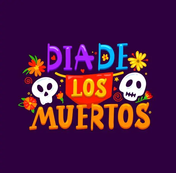 Vector illustration of Day of the Dead, Mexican lettering banner
