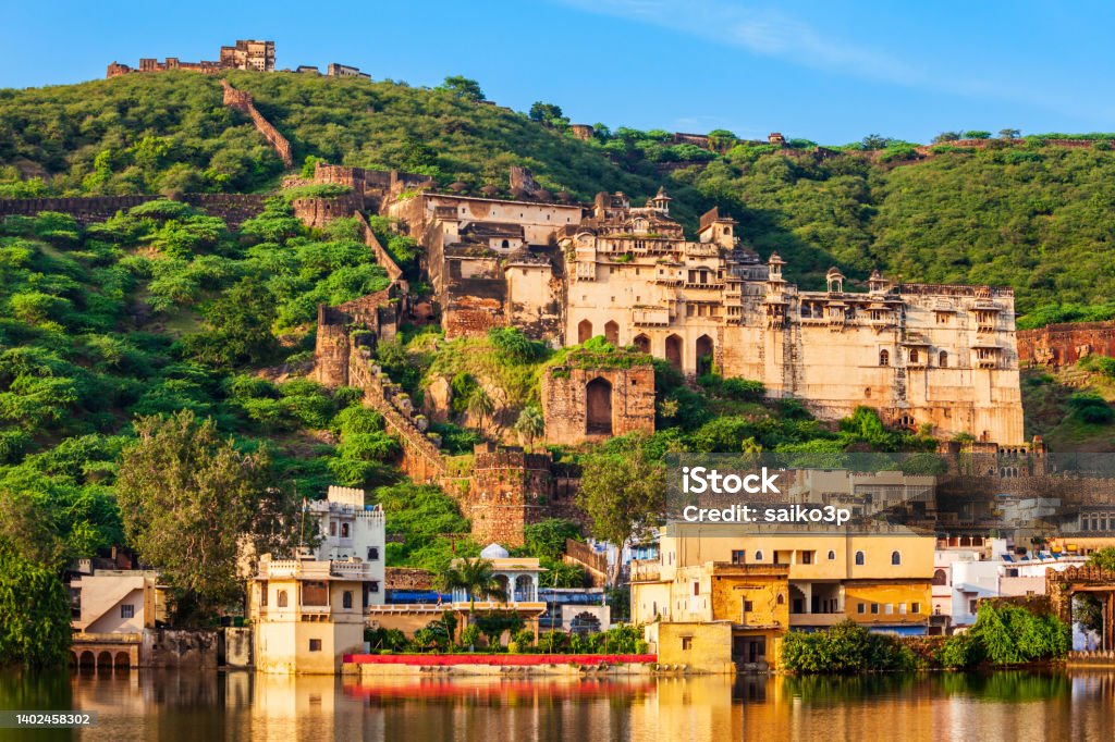 Garh Palace in Bundi, India Garh Palace is a medieval palace situated in Bundi town in Rajasthan state in India Rajasthan Stock Photo