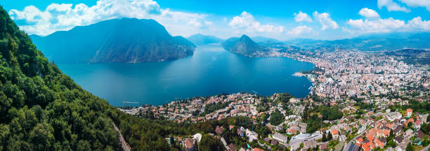istock Lugano city aerial panoramic view 1402459278