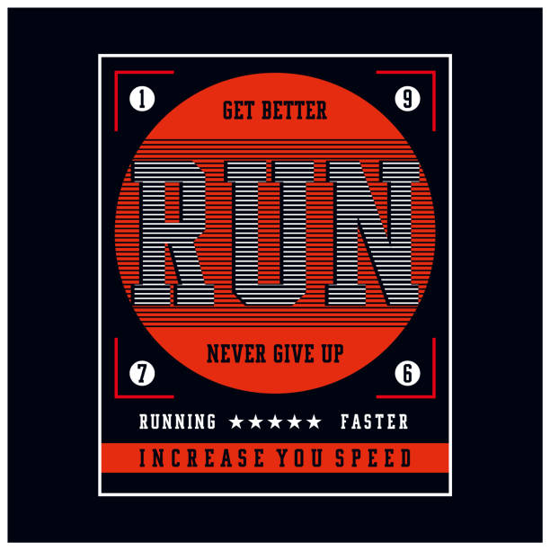 ilustrações, clipart, desenhos animados e ícones de execute arte vetorial mais rápida para gráficos de design de camisetas - marathon running jogging competition
