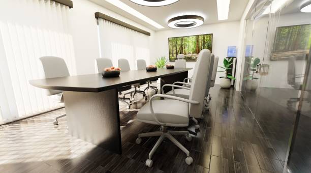 istock Realistic 3D Render of Conference Room 1402459675