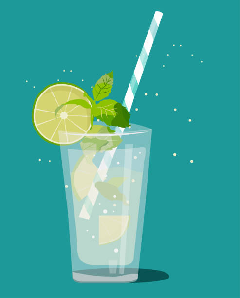 coctail mojito gemälde - tonic water stock-grafiken, -clipart, -cartoons und -symbole