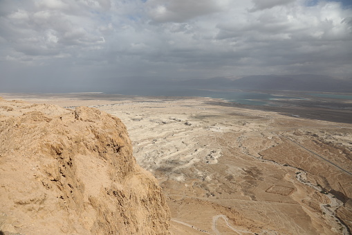 Dead sea desert aerial view