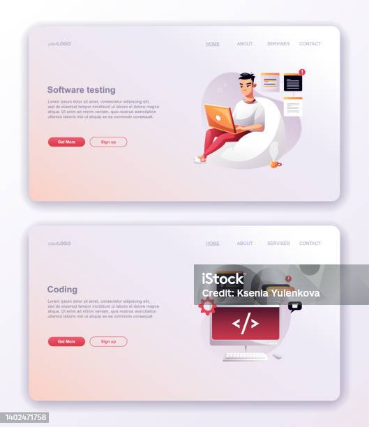 Programming Concept Character Web Engineer At Work Vector Illustration ...