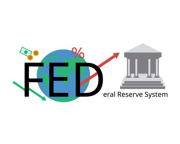 연방 준비 제도 또는 중앙 은행 인 fed - federal reserve stock illustrations