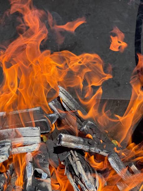 istock Beautiful flames of fire burning in the brazier 1402479118