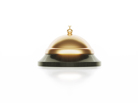 Concierge bell over white background Horizontal composition with copy space. Clipping path is included.