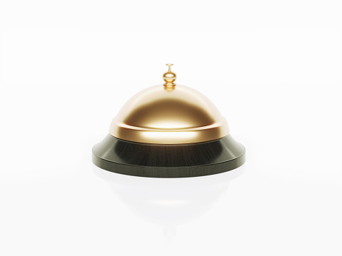Concierge bell over white background Horizontal composition with copy space. Clipping path is included.