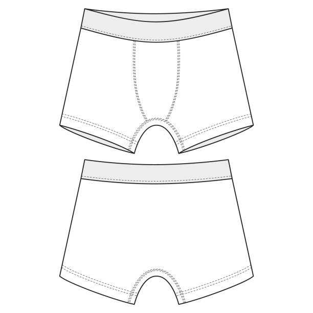 technische skizze kinder boxershorts unterwäsche herren unterhosen. - boxershorts stock-grafiken, -clipart, -cartoons und -symbole