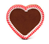 Red gingerbread heart isolated on white background