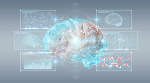 istock Digital 3D projection of a human brain 3D rendering 1402486589