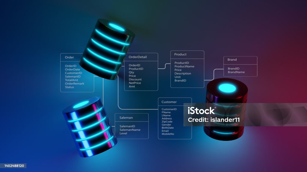 Multiple Database Is Placed On Relational Database Tables Concept Of ...