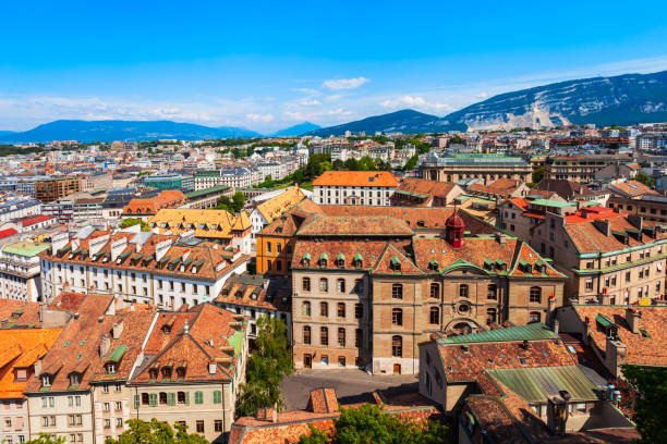 istock Geneva panoramic view in Switzerland 1402488309