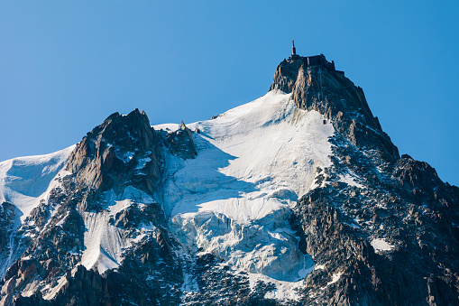 Aiguille du Midi is a 3842 m mountain in the Mont Blanc massif within the French Alps near the Chamonix town in France