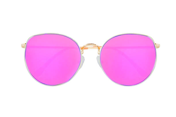 istock Pink reflecting round summer sunglasses isolated on white background 1402492083