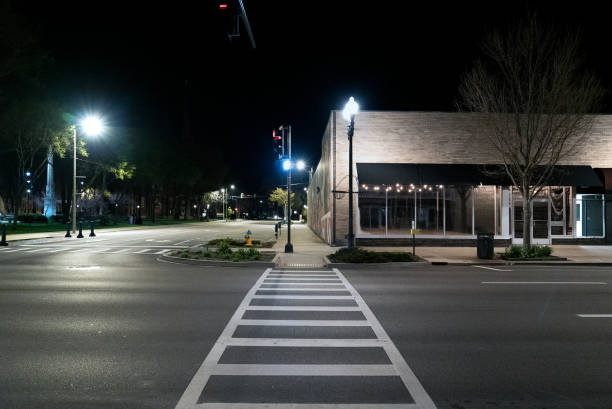 istock Empty Street Crosswalk At Night 1402492223