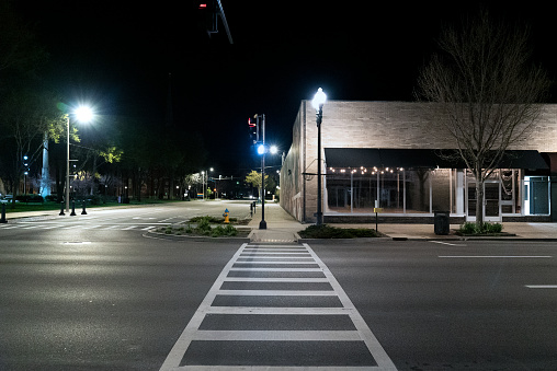 Empty Street Crosswalk At Night