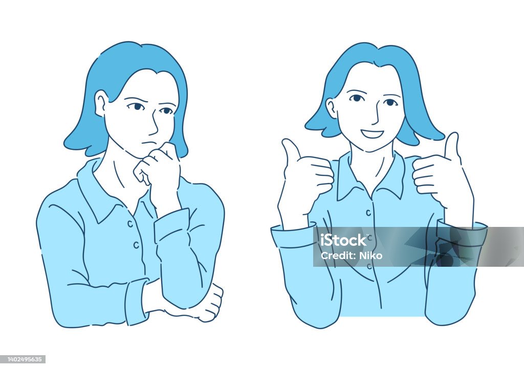 Problem Behavior Poses Female Pose Illustration Solving A Problem A Set Of Facial Expressions ...
