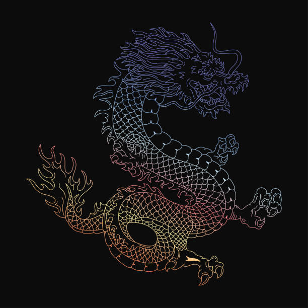 istock Japanese dragon illustration. Hand-drawn vector graphics for t-shirt prints and other uses. 1402498513