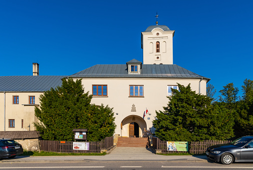 Swieta Katarzyna, Poland - June 5, 2022: St. Catherine church and Benedictine convent in Swieta Katarzyna village near Bodzentyn in Swietokrzyskie Mountains