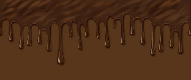 ilustraciones, imágenes clip art, dibujos animados e iconos de stock de chocolate derretido, gotas de chocolate sin fisuras de fondo - backgrounds brown close up cooking