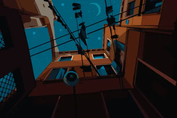 Vector illustration of Night in Venice