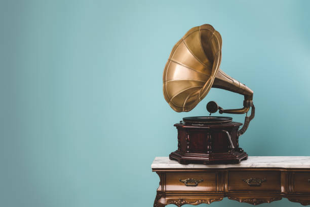 istock View of an old vintage gramophone on a table. 1402504372