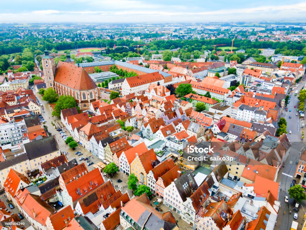 Ingolstadt old town aerial panoramic view Ingolstadt old town aerial panoramic view. Ingolstadt is a city in Bavaria, Germany. Ingolstadt Stock Photo