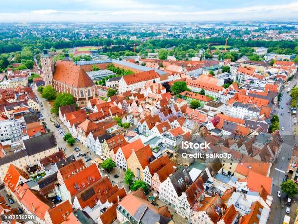 Ingolstadt Old Town Aerial Panoramic View Stock Photo - Download Image Now - Ingolstadt, Aerial View, Altstadt - Cologne