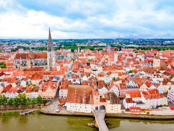 istock Regensburg city aerial panoramic view, Germany 1402506304